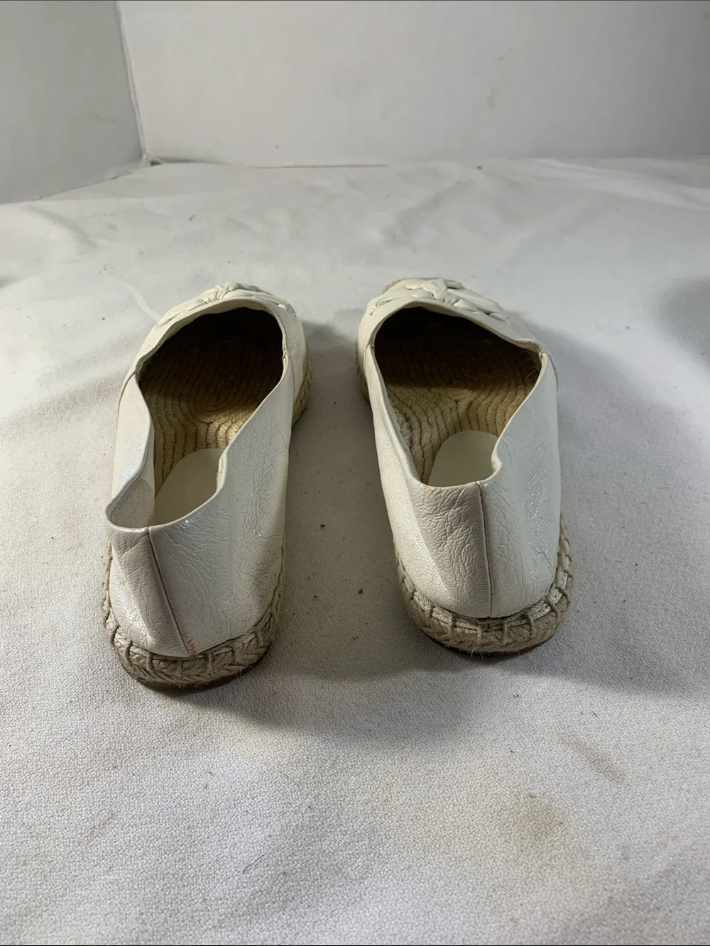 Tory Burch Ines Cream Leather Espadrille Slip-On Flats with Braided Logo Detail